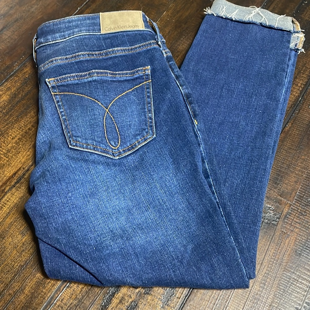 Calvin Klein Jeans Women's Ankle Skinny Dark Wash Cuff Jeans